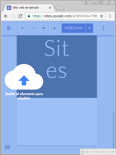 Arrastrar archivo en Google Sites.